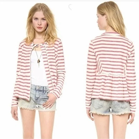 Free People Jackets & Blazers - Free People striped peplum jacket size small